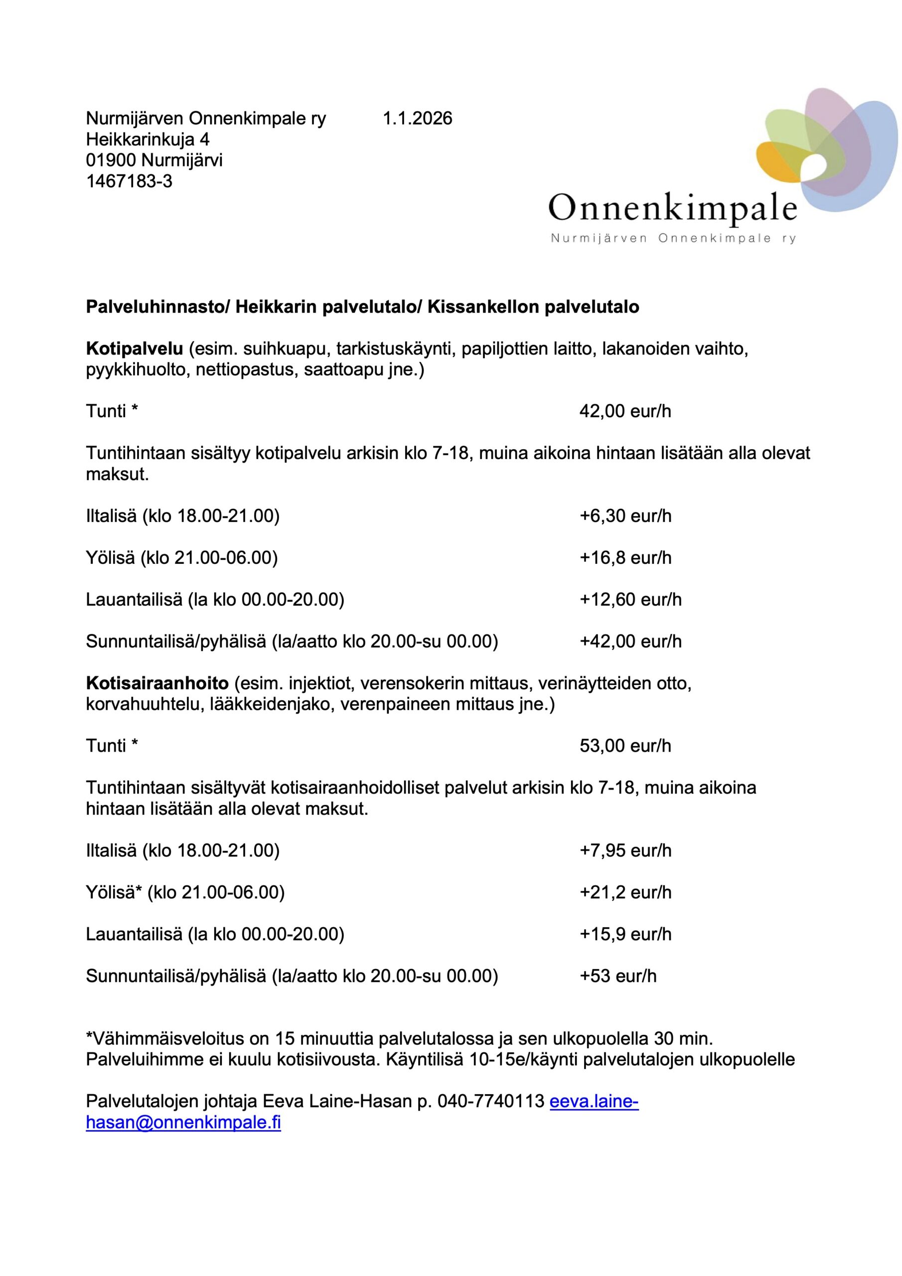 Palveluhinnasto